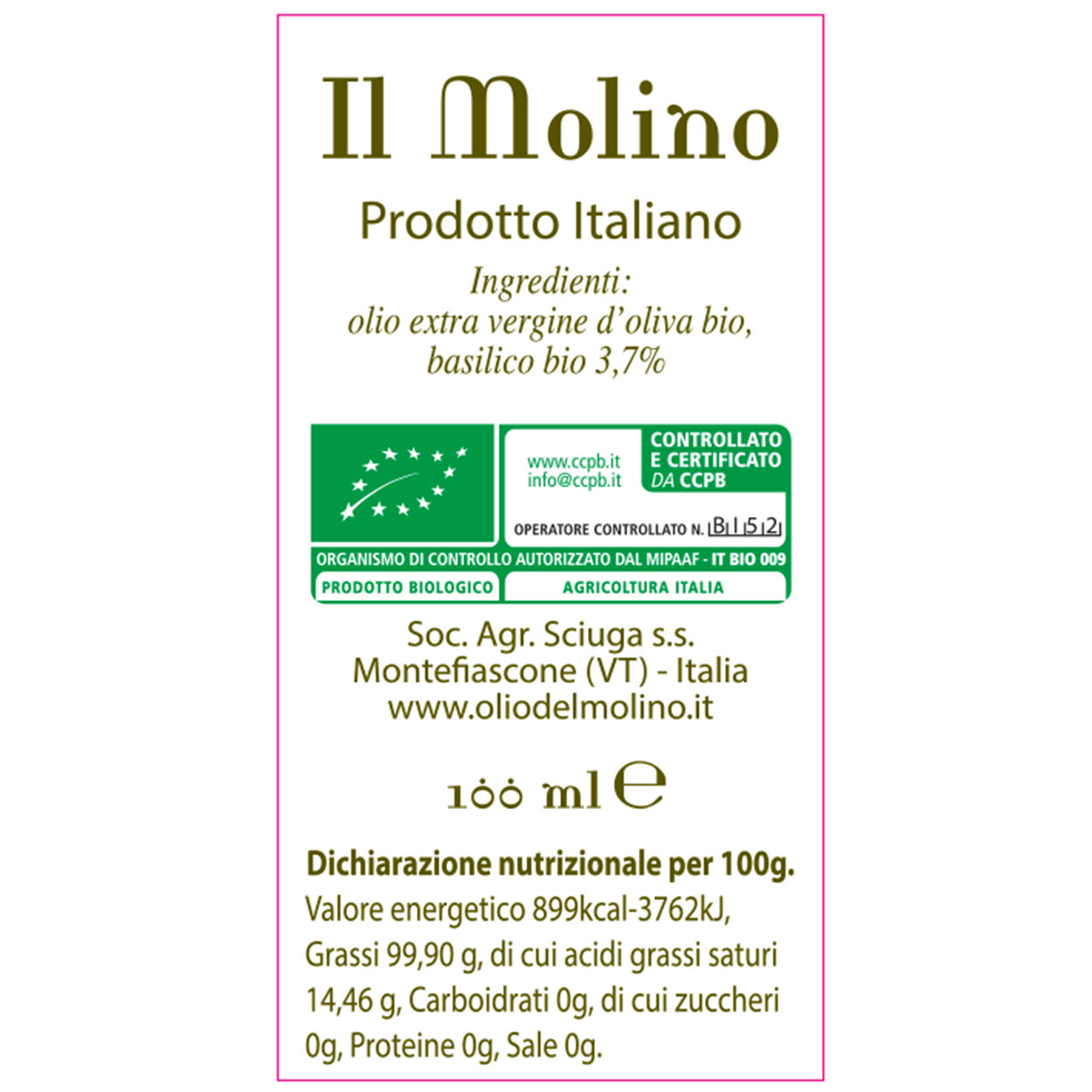 Confezione 5 x Olio Bio Aromatizzato 100ml. - Il Molino - immagine 7