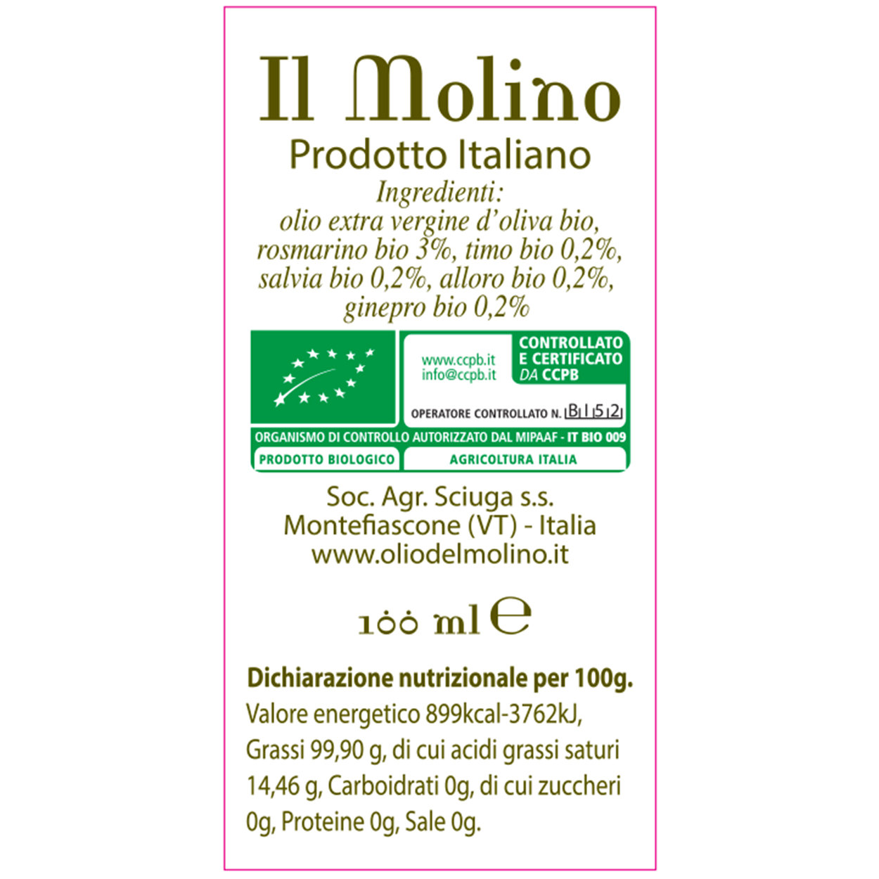 Confezione 5 x Olio Bio Aromatizzato 100ml. - Il Molino - immagine 3