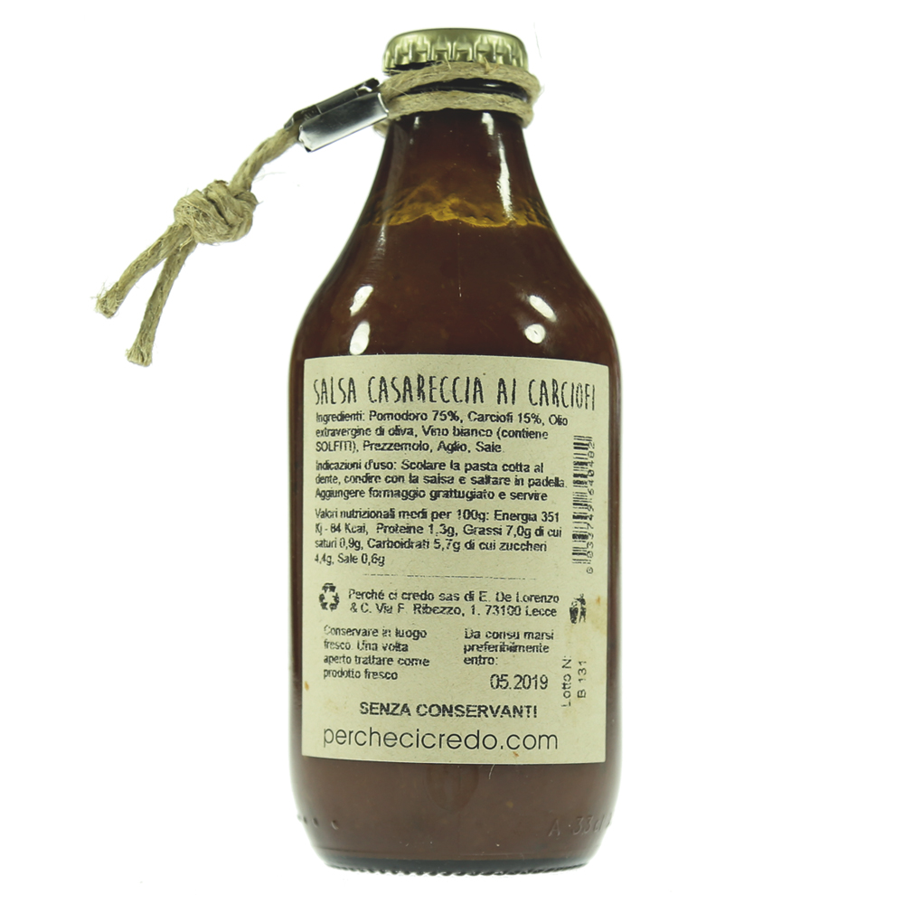 Perchè Ci Credo Salsa Casareccia ai Carciofi 330gr. - immagine 2
