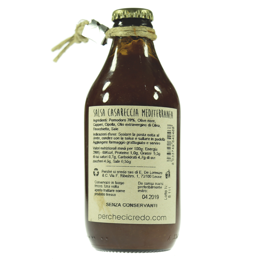 Perchè Ci Credo Salsa Casareccia Mediterranea 330gr. - immagine 2