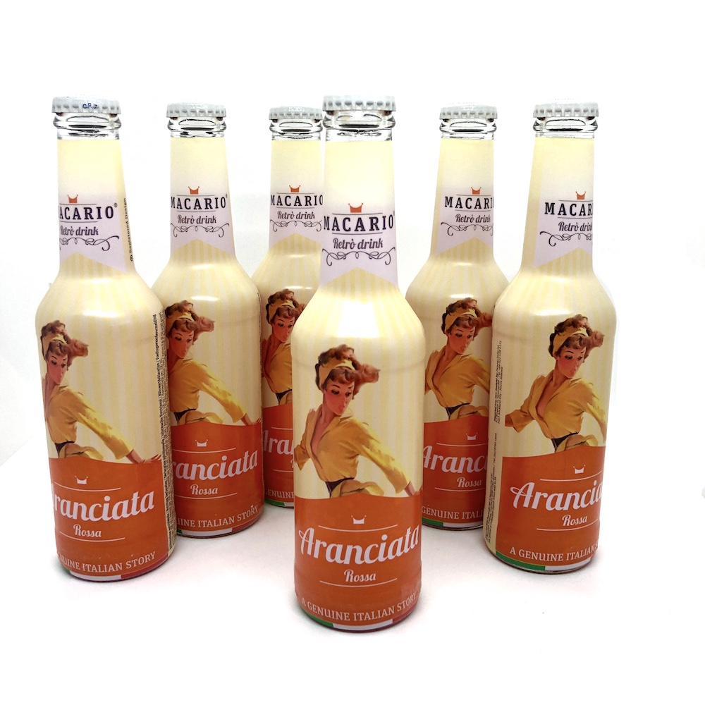 Macario Aranciata Rossa in bottiglia 275ml. - confezione da 6 pezzi