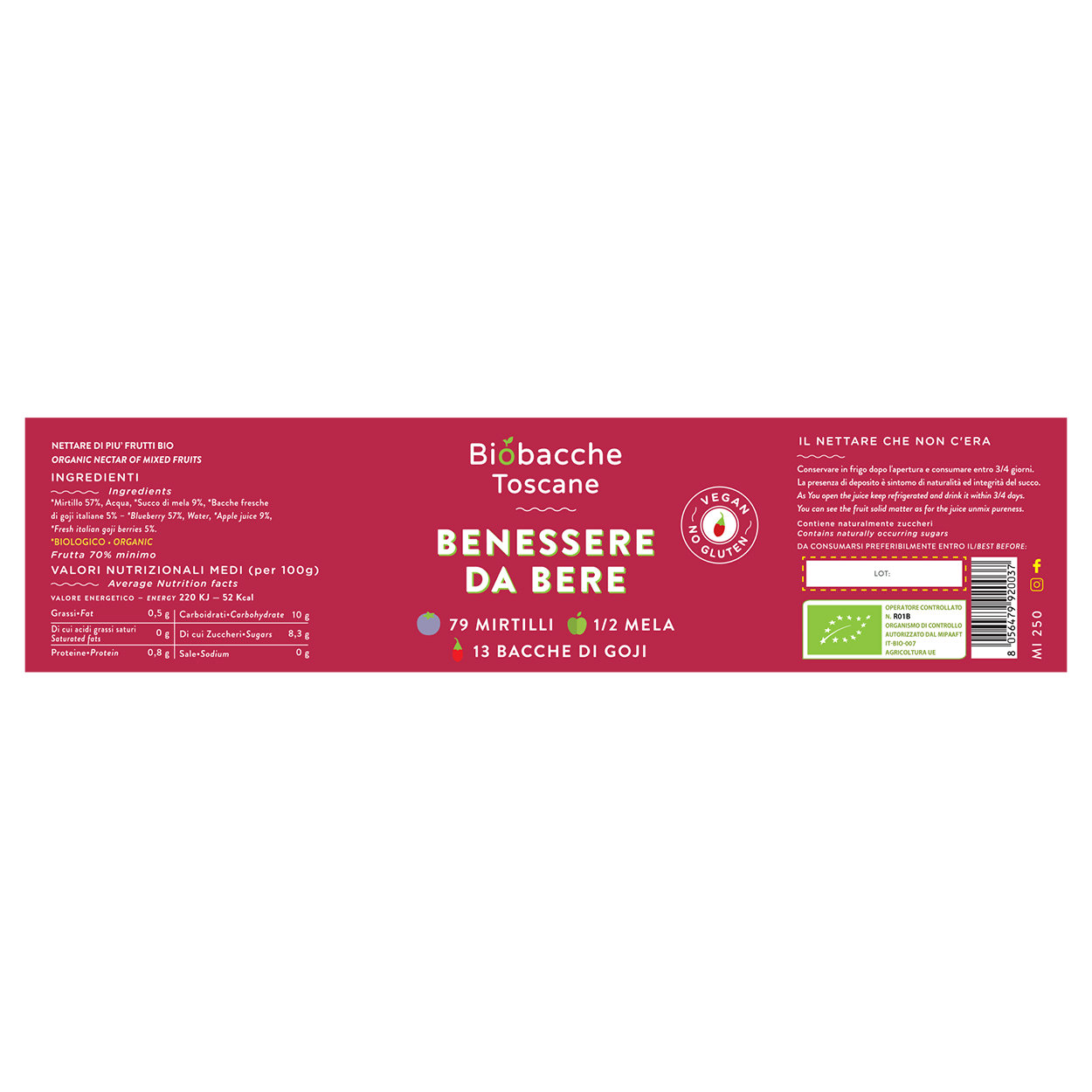 Succo Freschezza a Gogo - 6 x 250ml. pezzi - Biobacche Toscane - immagine 2
