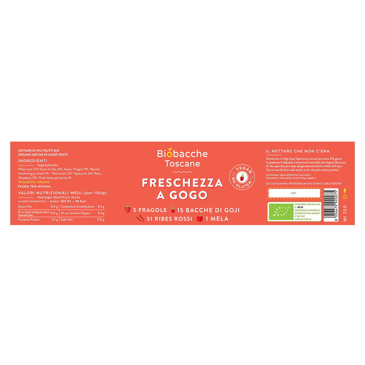 Succo Freschezza a Gogo - 6 x 250ml. pezzi - Biobacche Toscane - immagine 3