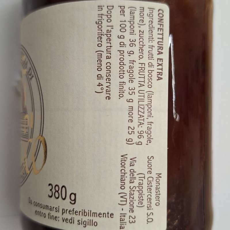 Trappiste Vitorchiano Confettura extra di Frutti di Bosco 380gr. - immagine 2